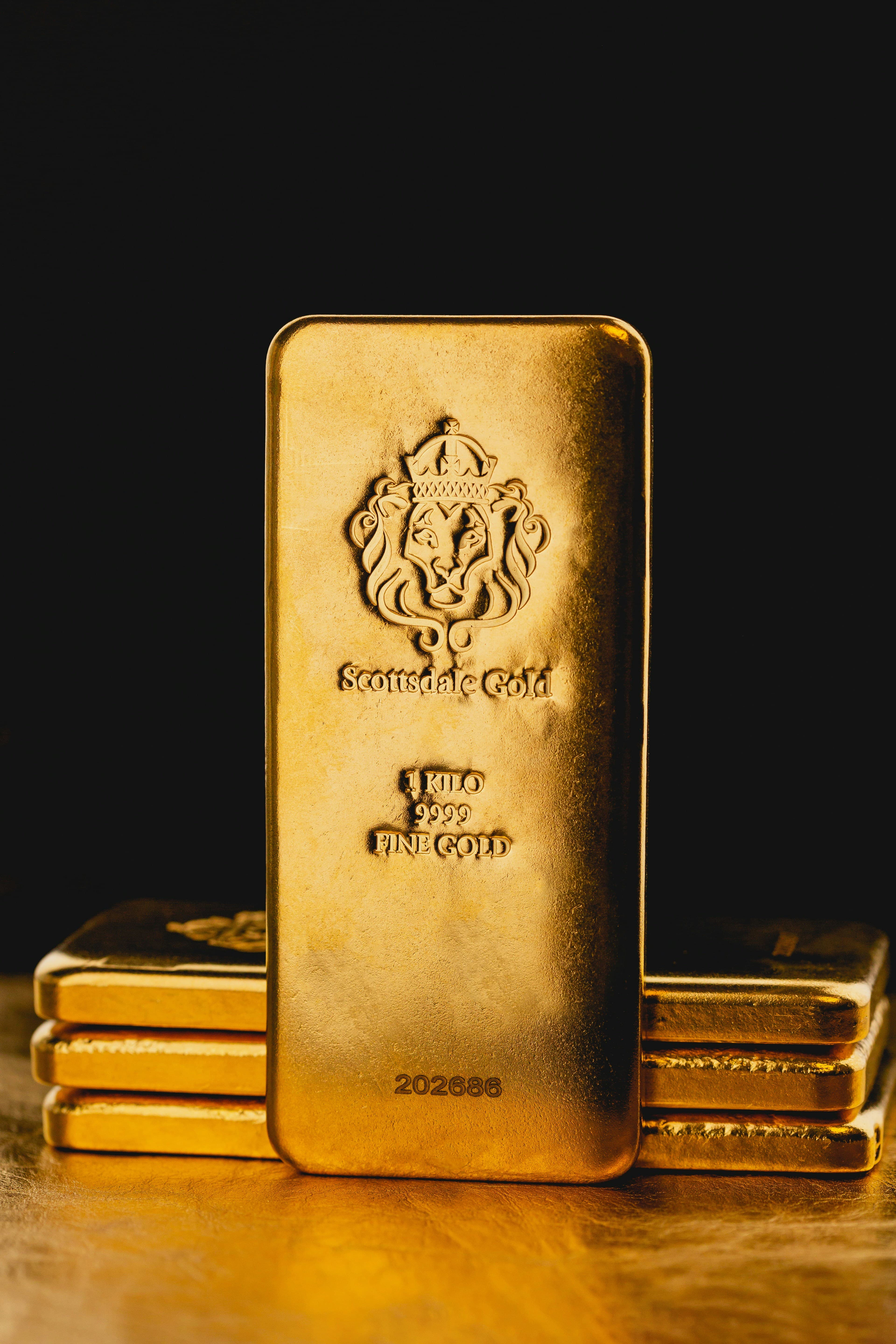 Gestapelte Goldbarren aus Feingold 999.9